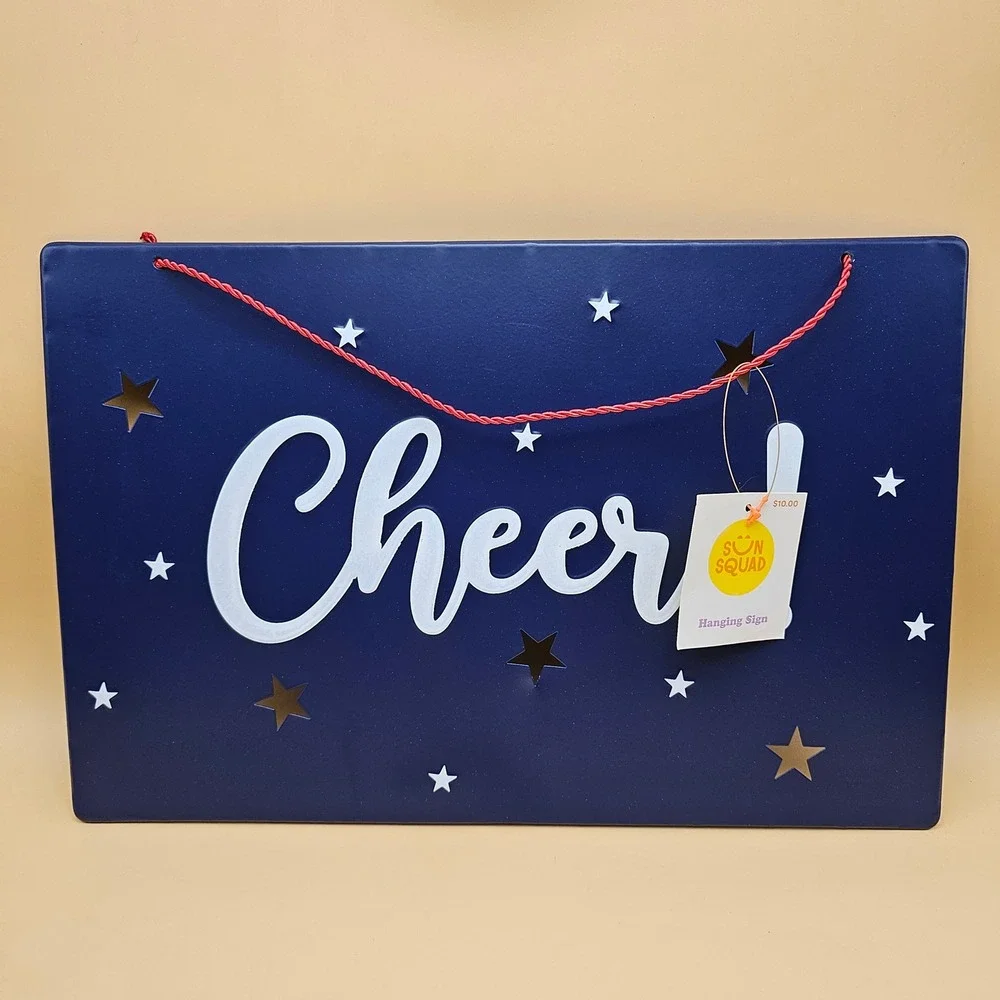 Sun Squad‎ Blue Cheers Star Cutout Hanging Sign 14x9.5